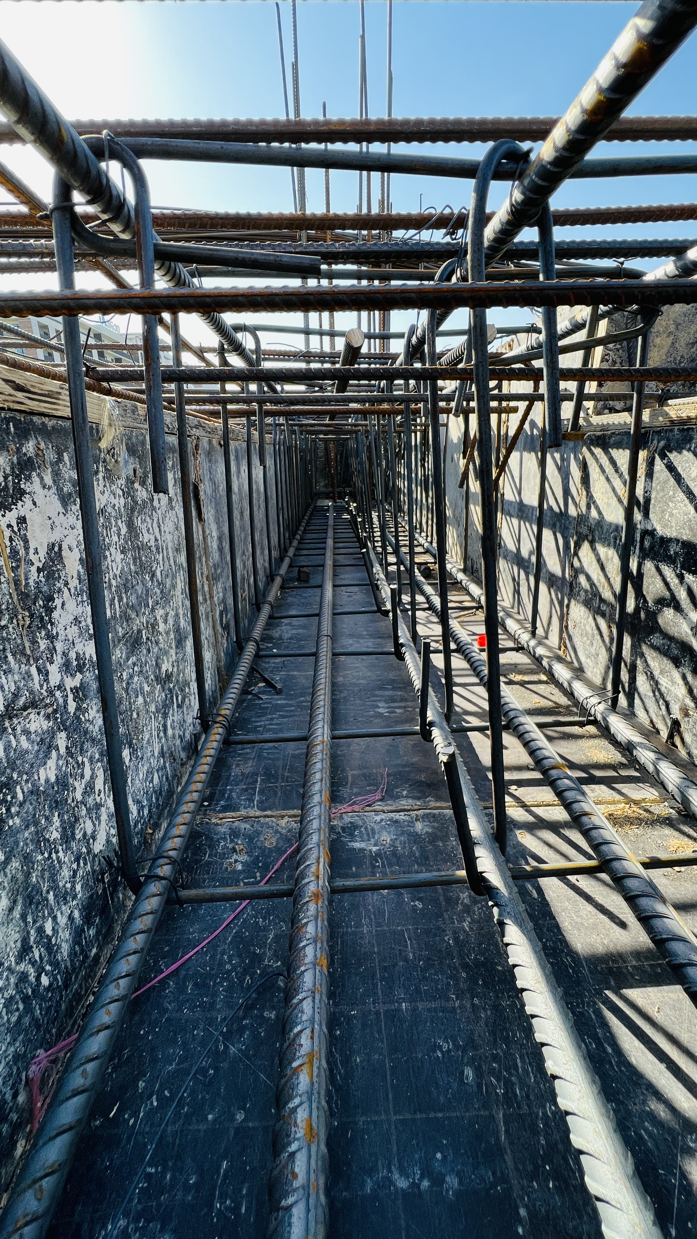 Close-up of structural reinforcement